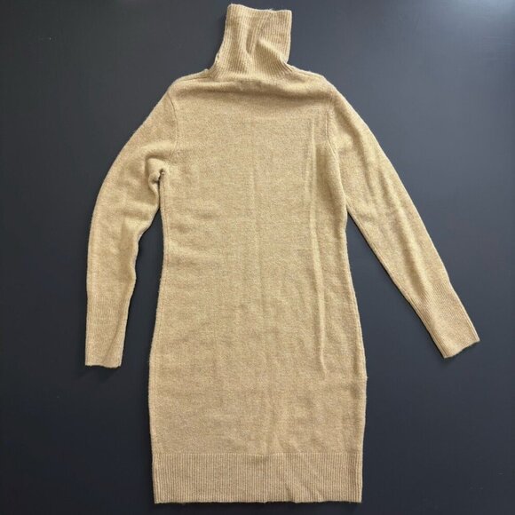 Rachel Zoe Tan Rib Knit Turtleneck Sweater Dress Midi Sweater - Picture 2 of 6